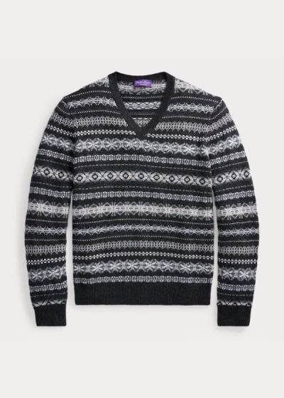 Ralph Lauren Fair Isle Cashmere Striktrøje Herre Danmark (LJBOU3561)